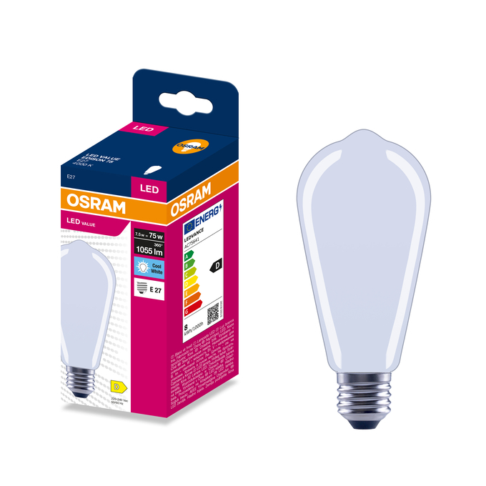 LED Edison 75 Filament 7.5W 4000K Frosted E27 Kombinirani snimak = Slika proizvoda + slika pakiranja