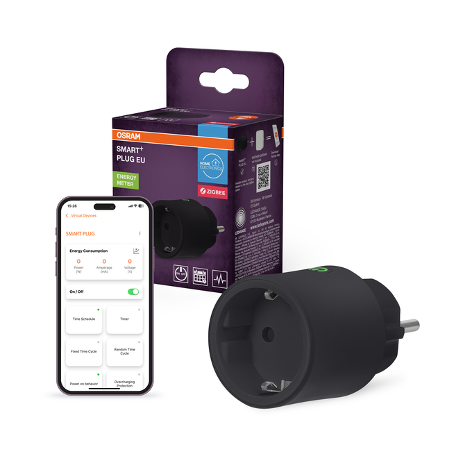 SMART+ ZIGBEE Plug EU Black Kombinirani snimak = Slika proizvoda + slika pakiranja