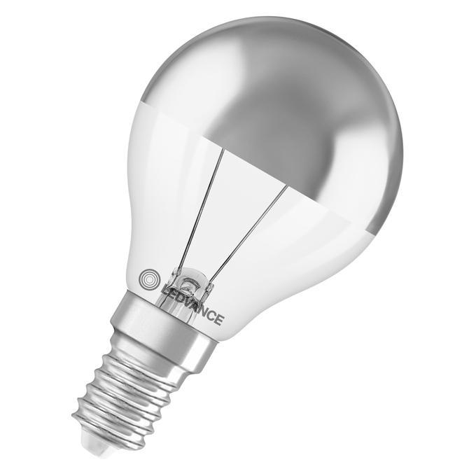 LED CLASSIC P 35 DIM COB P 3.4W 827 Mirror silver E14