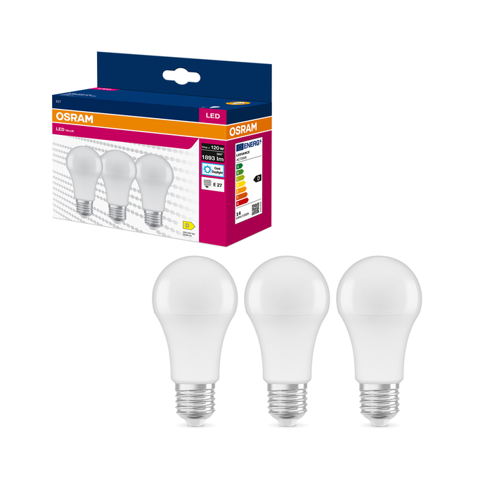 LED VALUE CLAS A 120  14W/6500K E27 Fotografie combinată = Fotografiede prezentare + Imagine cu ambalaj
