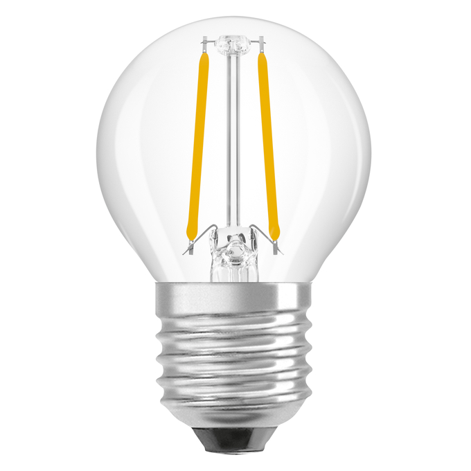 LED Superstar Classic P 25 Filament DIM 1.8W 827 Clear E27 white, upright