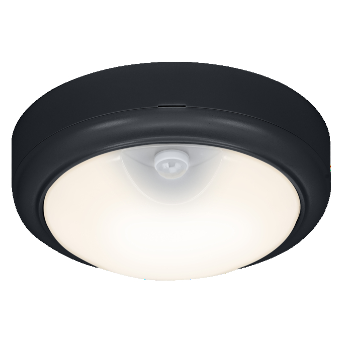 LED Bulkhead Motus Round 15W CCT Sensor Black white, upright, sw. on
