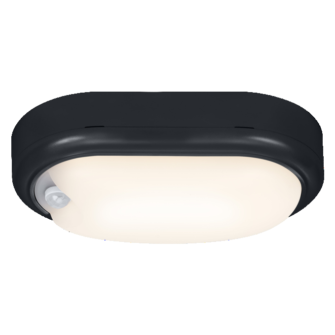 LED Bulkhead Motus Oval 15W CCT Sensor Black white, upright, sw. on