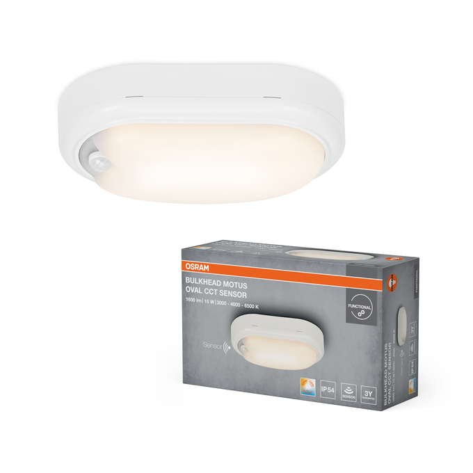 LED Bulkhead Motus Oval 15W CCT Sensor White Kombinirani snimak = Slika proizvoda + slika pakiranja