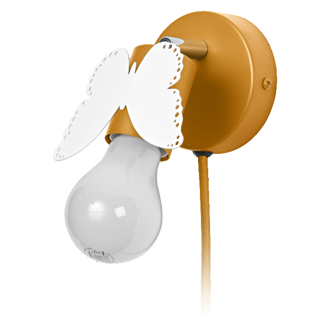Wall Butterfly E27 Yellow EU Plug white, upright, alternat