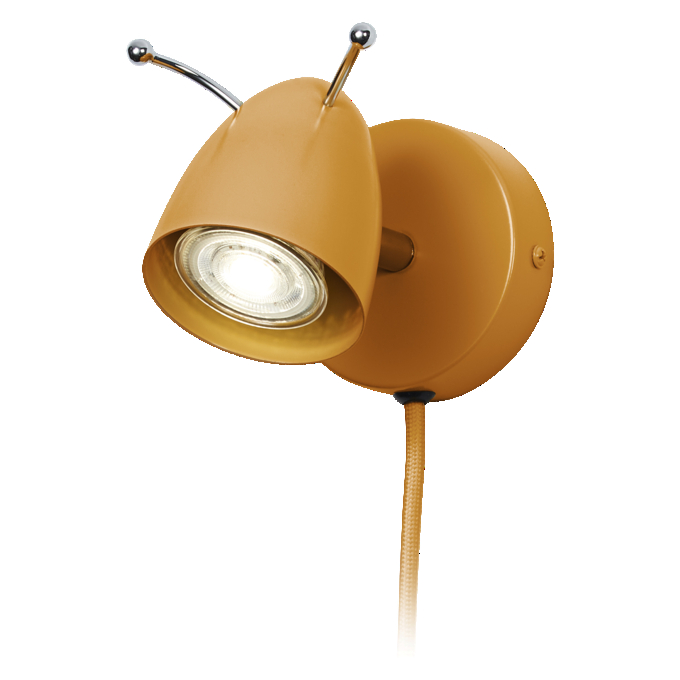 Wall Ant GU10 Yellow EU Plug white, upright, sw. on