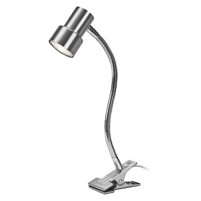 Clip Step Flex GU10 Satin Nickel EU Plug white, upright, sw. on