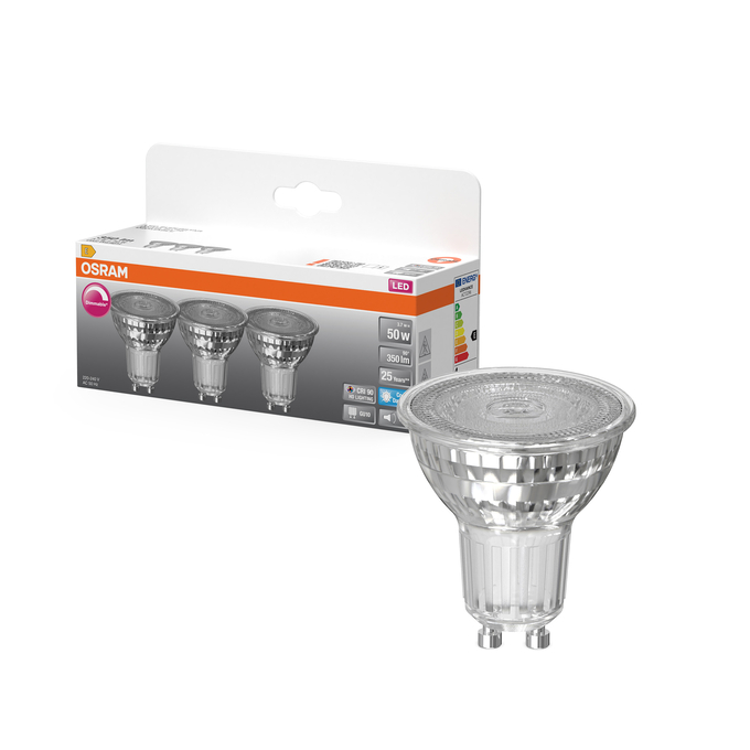 LED Superstar PAR 16 50 36° DIM 3.7W 965 GU10 Fotografie combinată = Fotografiede prezentare + Imagine cu ambalaj