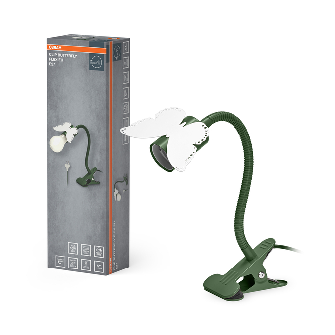 Clip Butterfly E27 Green EU Plug Kombinirani snimak = Slika proizvoda + slika pakiranja