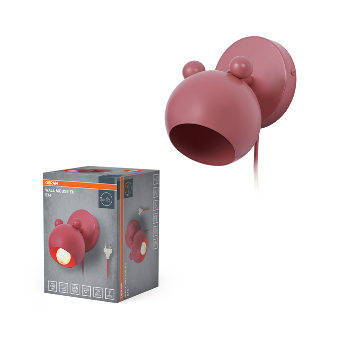Wall Mouse E14 Pink EU Plug Kombinirani snimak = Slika proizvoda + slika pakiranja