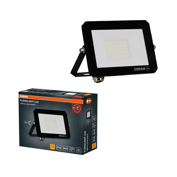 FLOODLIGHT LUX 20W 830 BLACK Kombinirani snimak = Slika proizvoda + slika pakiranja