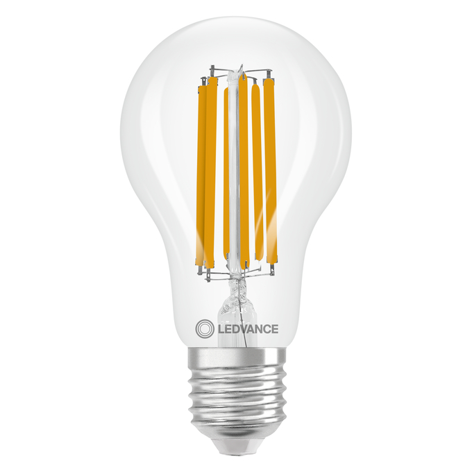 LED Classic A 100 Filament DIM CRI97 S 13.8W 927 Clear E27 white, upright, LEDVANCE logo