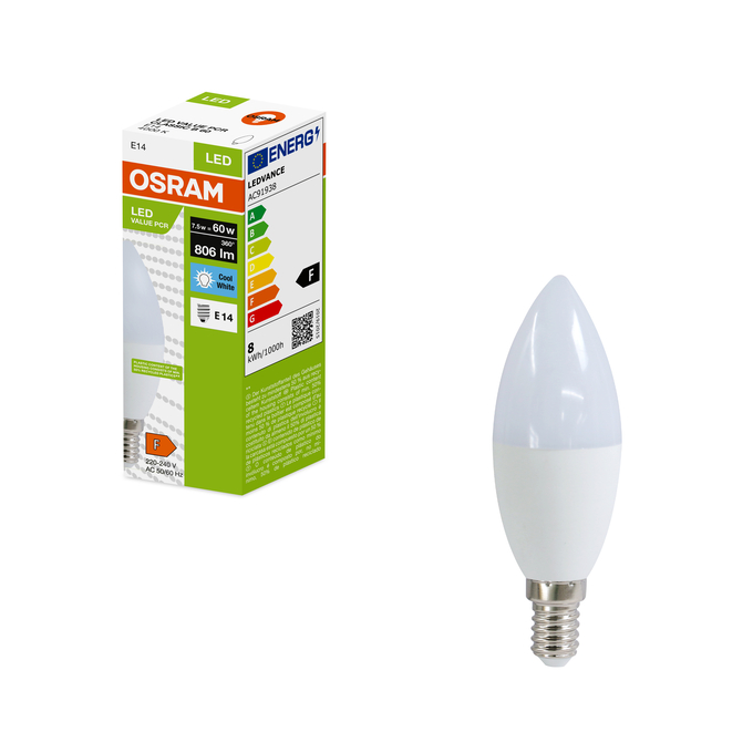 LED Recycled Plastic Classic B 60 7.5W/4000K E14 Kombinirani snimak = Slika proizvoda + slika pakiranja