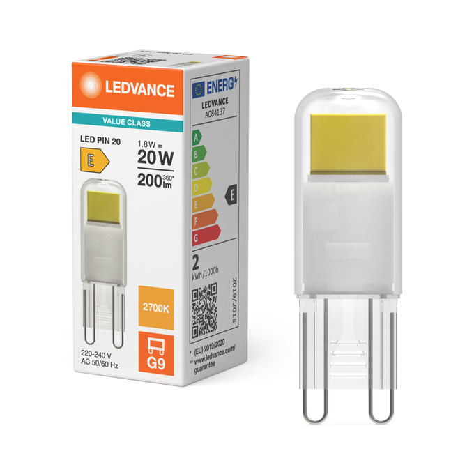 LED PIN 20 320° 1.8W 827 Clear G9 Kombinirani snimak = Slika proizvoda + slika pakiranja