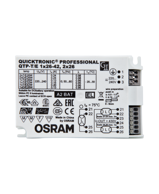 QTP-T/E 1X26…42,2X26 white, horizontal