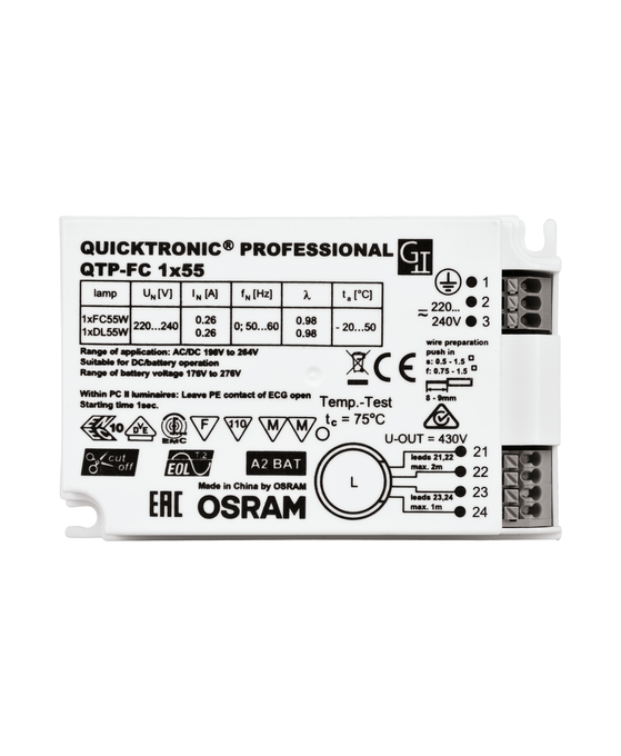 QTP-FC 1X55 white, horizontal