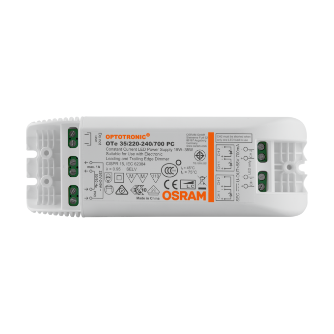 OTe 35/220…240/700 PC white, horizontal