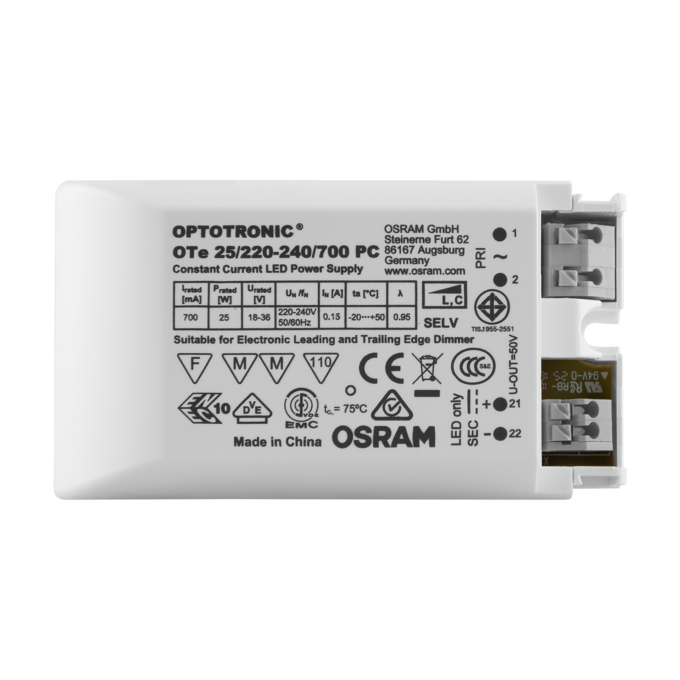 OTe 25/220…240/700 PC white, horizontal