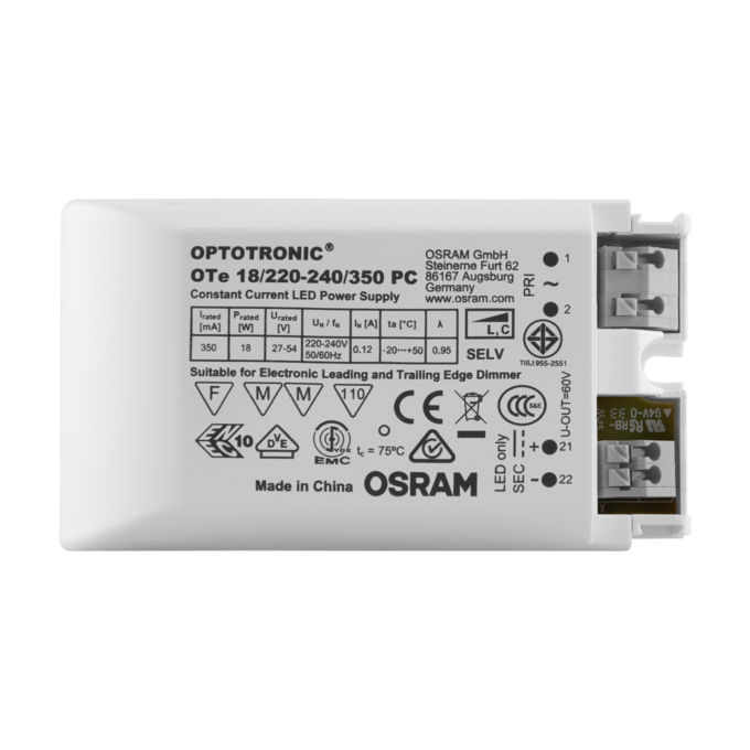OTe 18/220…240/350 PC white, horizontal