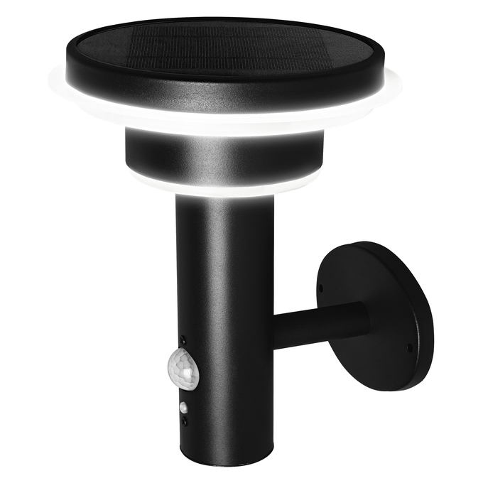 ENDURA Style Solar Wall Sensor Double Circle 6W Black white, upright, sw. on