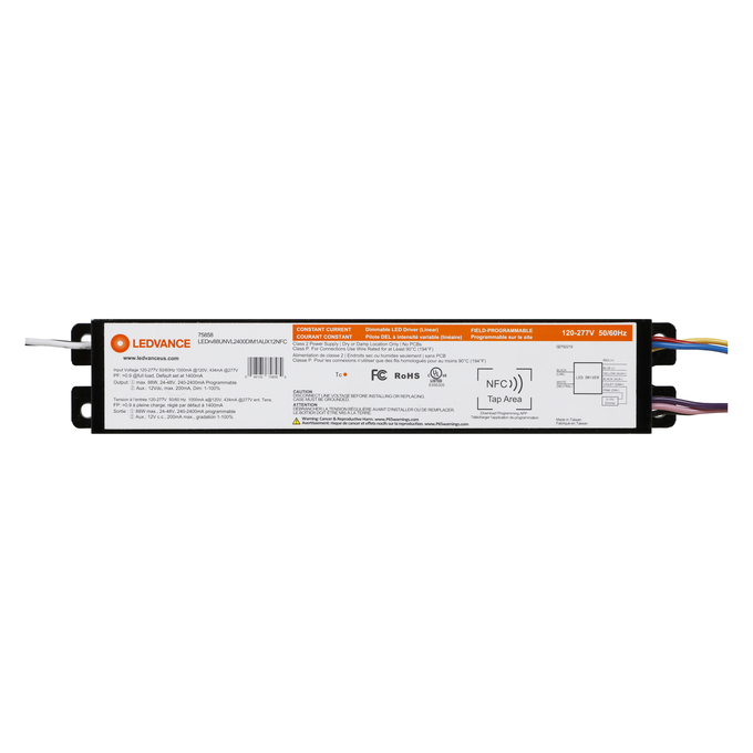 LED NFC PROGRAMMABLE DRIVER LINEAR 88W UNV 2400mA DIM1 AUX12  white, horizontal
