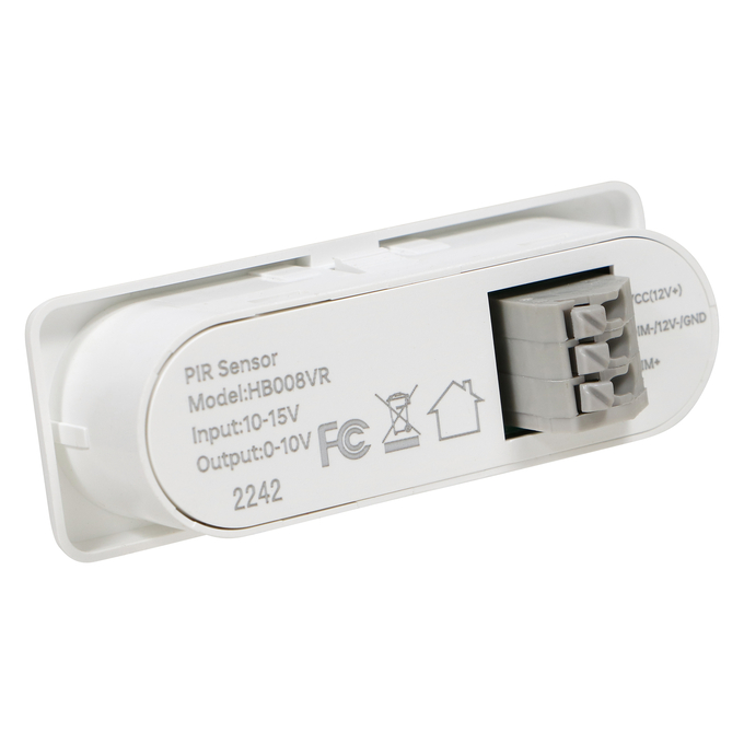 Standalone PIR Motion sensor Snap-in 12ft 12V white, backside