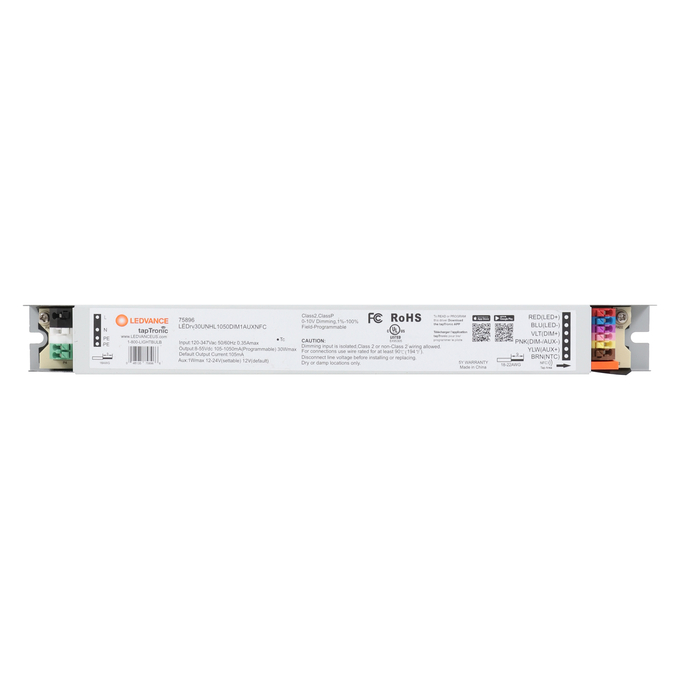 LED NFC PROGRAMMABLE DRIVER LINEAR 30W UNH 1050mA DIM1 AUX   white, horizontal