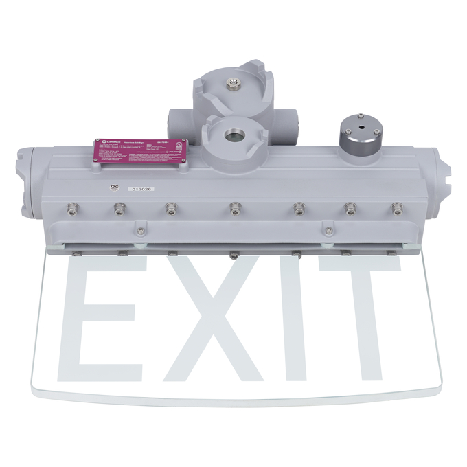 HAZ EXIT SIGN C1D1 120-277V LITHIUM GR white, upright, alternat