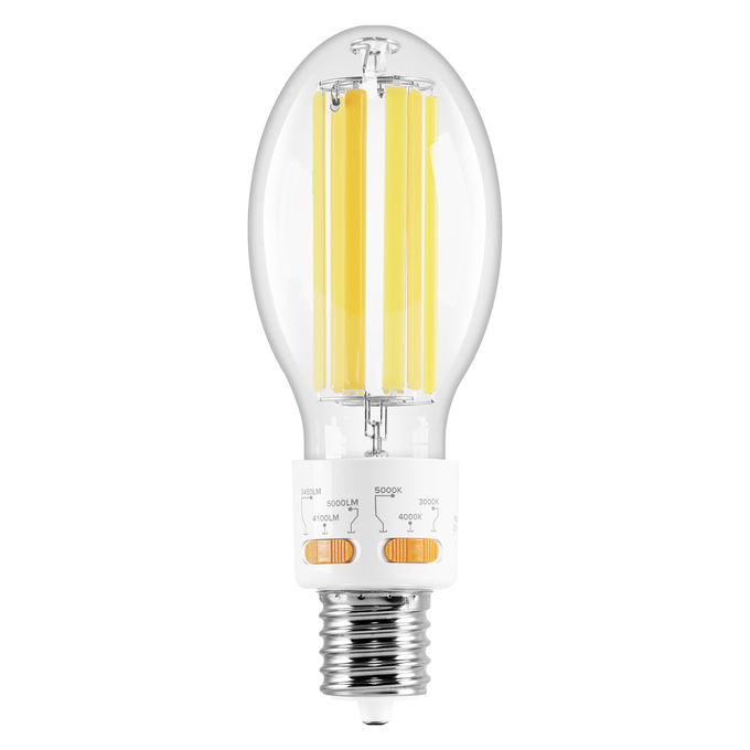 HIDR GLASS FILAMENT ED28 25W 3CCT 120-277V CL MOG white, left side